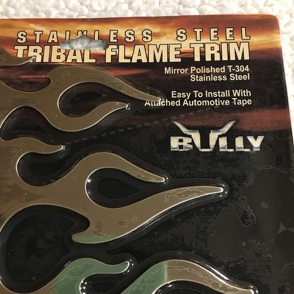 Bully Stick-on Tribal Flame Trim Stainless Steel Decal Mirror Polished T-304 Fla - Picture 12 of 16